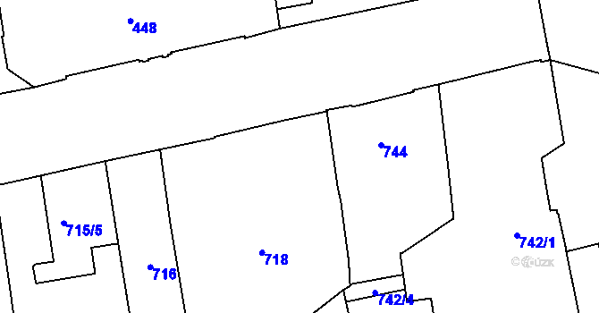 Parcela st. 719 v KÚ Zábrdovice, Katastrální mapa