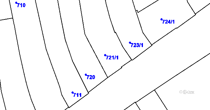 Parcela st. 721/1 v KÚ Zábrdovice, Katastrální mapa