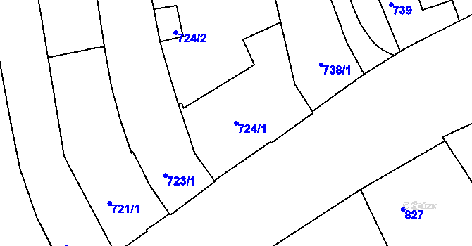 Parcela st. 724/1 v KÚ Zábrdovice, Katastrální mapa