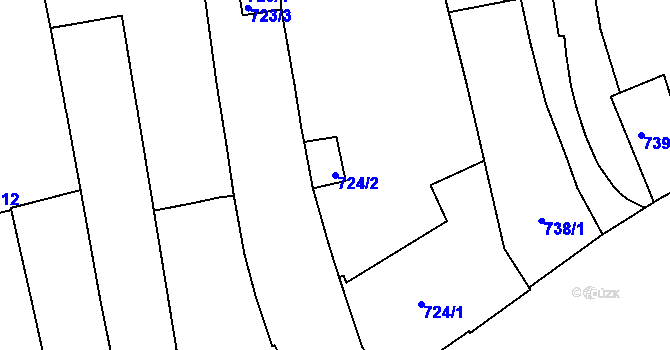 Parcela st. 724/2 v KÚ Zábrdovice, Katastrální mapa