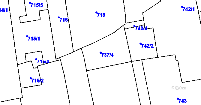 Parcela st. 737/4 v KÚ Zábrdovice, Katastrální mapa