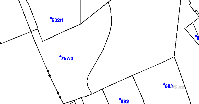 Parcela st. 757/2 v KÚ Zábrdovice, Katastrální mapa