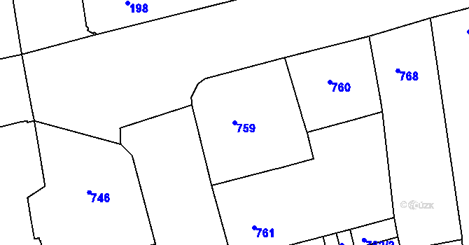 Parcela st. 759 v KÚ Zábrdovice, Katastrální mapa