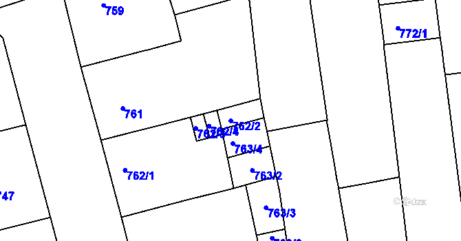 Parcela st. 762/2 v KÚ Zábrdovice, Katastrální mapa