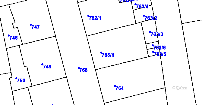 Parcela st. 763/1 v KÚ Zábrdovice, Katastrální mapa