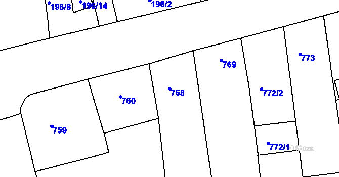 Parcela st. 768 v KÚ Zábrdovice, Katastrální mapa