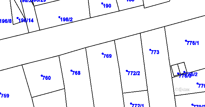 Parcela st. 769 v KÚ Zábrdovice, Katastrální mapa