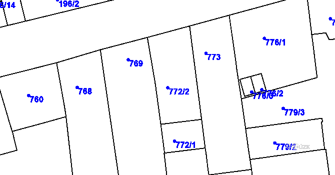 Parcela st. 772/2 v KÚ Zábrdovice, Katastrální mapa