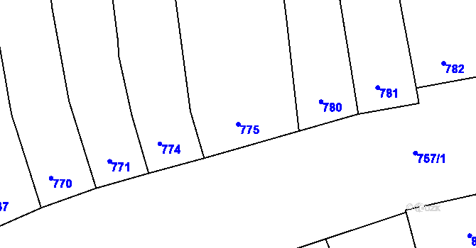 Parcela st. 775 v KÚ Zábrdovice, Katastrální mapa