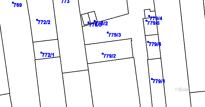 Parcela st. 779/2 v KÚ Zábrdovice, Katastrální mapa