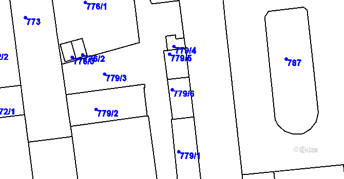 Parcela st. 779/6 v KÚ Zábrdovice, Katastrální mapa