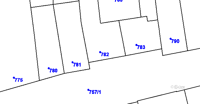 Parcela st. 782 v KÚ Zábrdovice, Katastrální mapa
