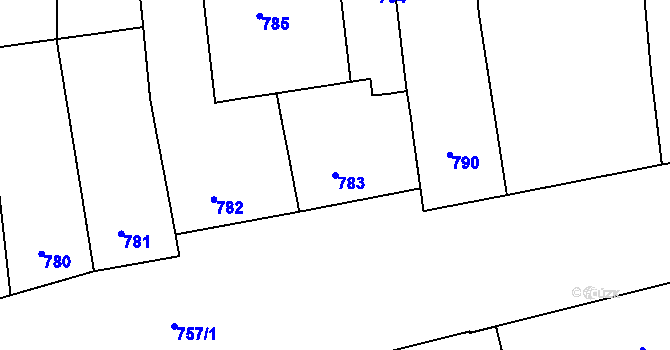 Parcela st. 783 v KÚ Zábrdovice, Katastrální mapa