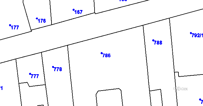 Parcela st. 786 v KÚ Zábrdovice, Katastrální mapa