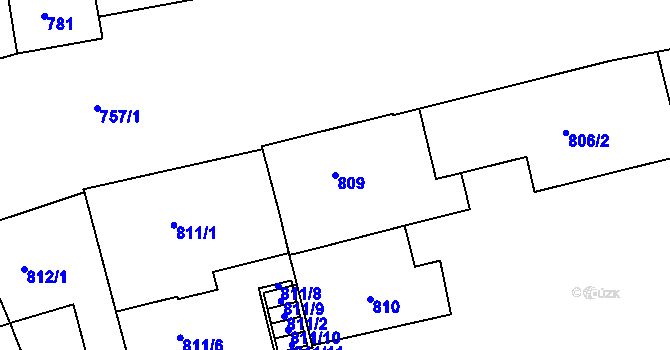 Parcela st. 809 v KÚ Zábrdovice, Katastrální mapa