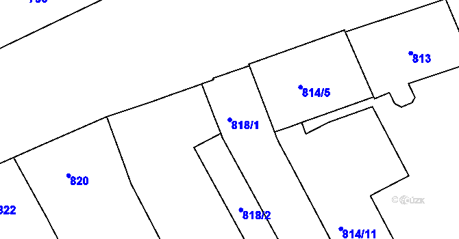 Parcela st. 818/1 v KÚ Zábrdovice, Katastrální mapa