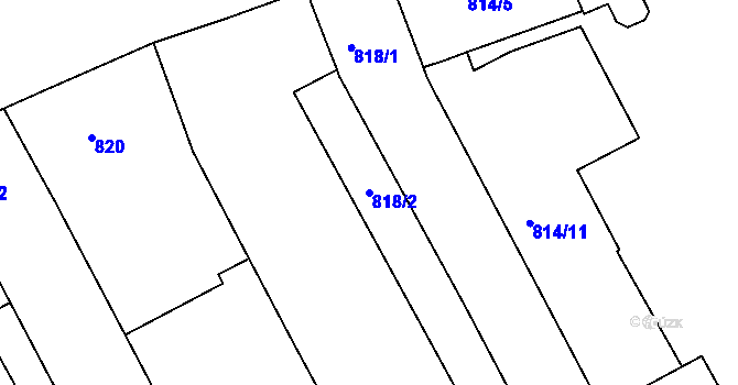 Parcela st. 818/2 v KÚ Zábrdovice, Katastrální mapa