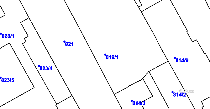 Parcela st. 819/1 v KÚ Zábrdovice, Katastrální mapa
