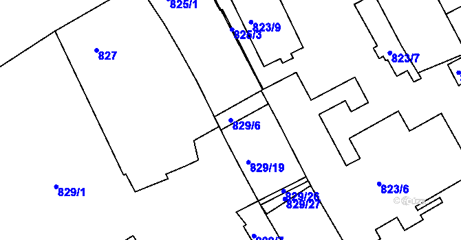 Parcela st. 829/6 v KÚ Zábrdovice, Katastrální mapa