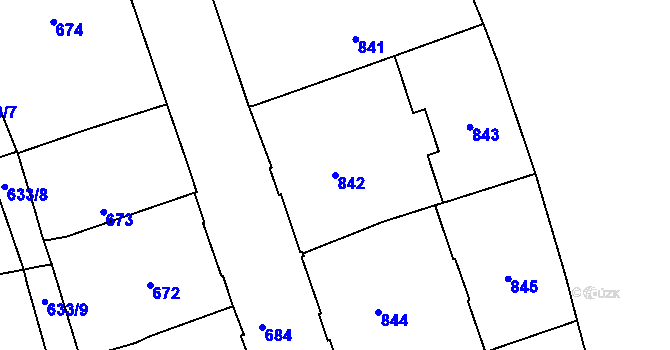 Parcela st. 842 v KÚ Zábrdovice, Katastrální mapa