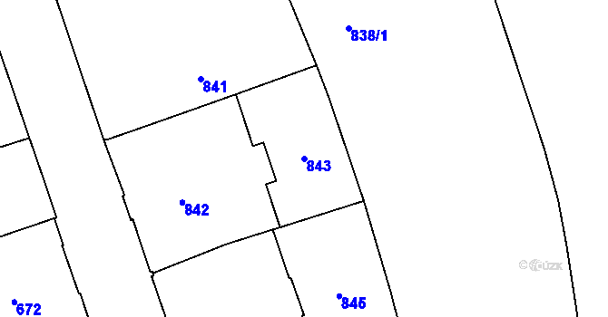 Parcela st. 843 v KÚ Zábrdovice, Katastrální mapa