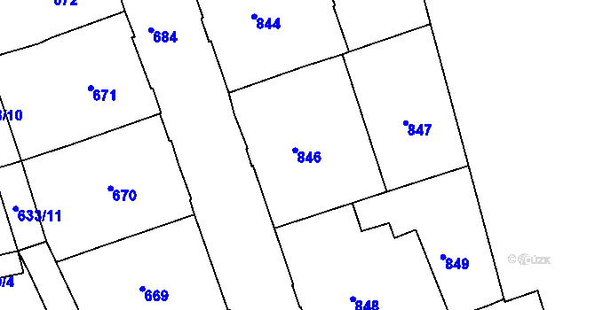 Parcela st. 846 v KÚ Zábrdovice, Katastrální mapa