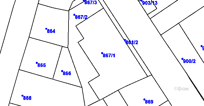 Parcela st. 867/1 v KÚ Zábrdovice, Katastrální mapa