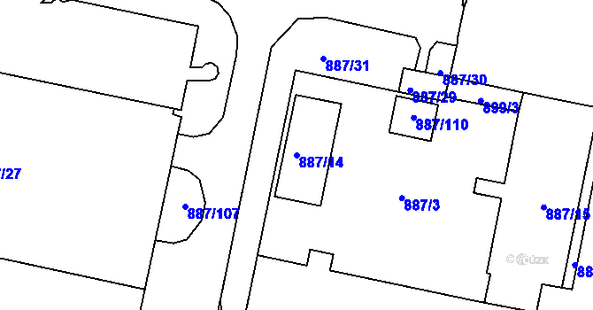 Parcela st. 887/14 v KÚ Zábrdovice, Katastrální mapa