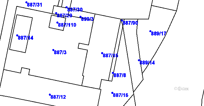Parcela st. 887/15 v KÚ Zábrdovice, Katastrální mapa