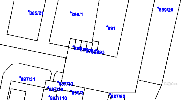 Parcela st. 893 v KÚ Zábrdovice, Katastrální mapa