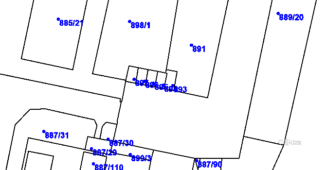 Parcela st. 894 v KÚ Zábrdovice, Katastrální mapa