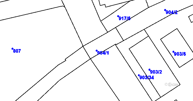 Parcela st. 904/1 v KÚ Zábrdovice, Katastrální mapa