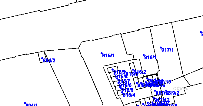 Parcela st. 915/1 v KÚ Zábrdovice, Katastrální mapa