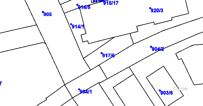 Parcela st. 917/6 v KÚ Zábrdovice, Katastrální mapa