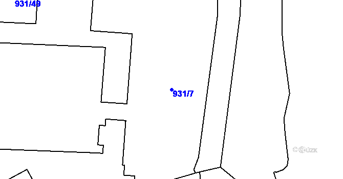 Parcela st. 931/7 v KÚ Zábrdovice, Katastrální mapa