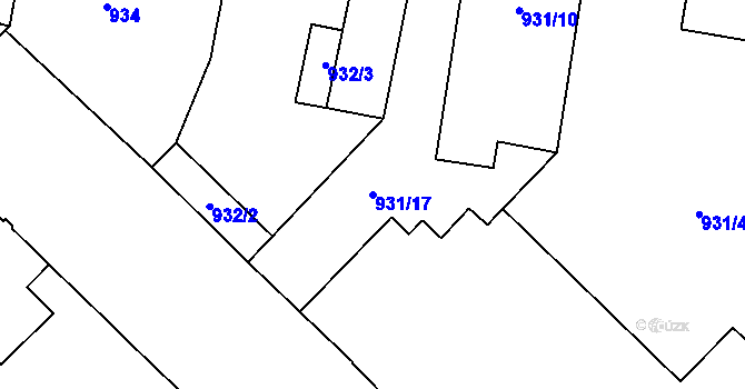 Parcela st. 931/17 v KÚ Zábrdovice, Katastrální mapa