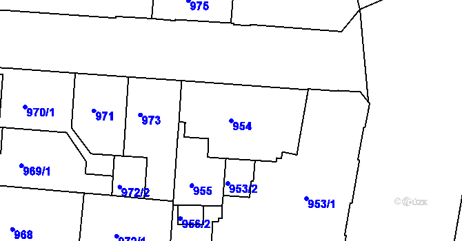 Parcela st. 954 v KÚ Zábrdovice, Katastrální mapa