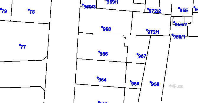 Parcela st. 966 v KÚ Zábrdovice, Katastrální mapa