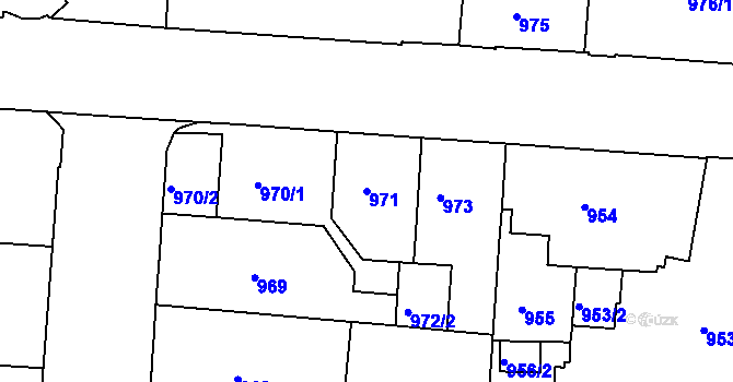 Parcela st. 971 v KÚ Zábrdovice, Katastrální mapa