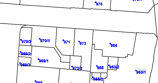 Parcela st. 973 v KÚ Zábrdovice, Katastrální mapa
