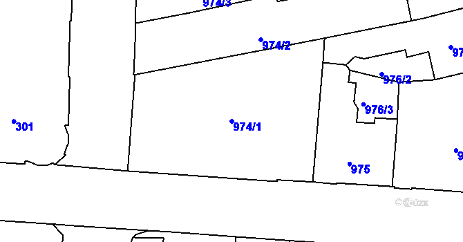 Parcela st. 974/1 v KÚ Zábrdovice, Katastrální mapa