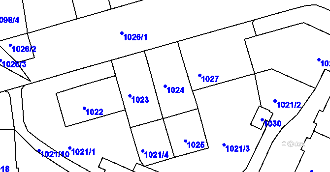 Parcela st. 1024 v KÚ Zábrdovice, Katastrální mapa
