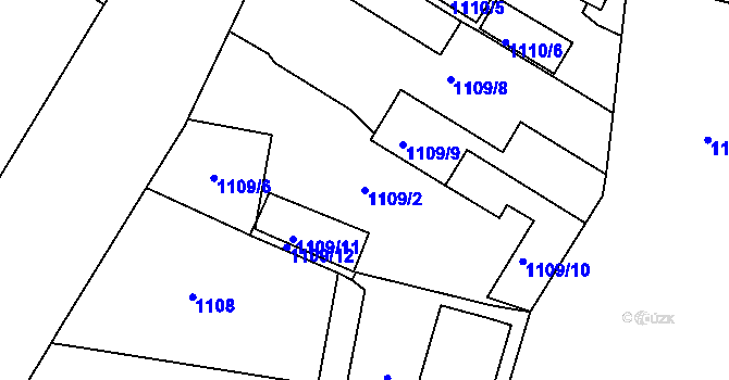Parcela st. 1109/2 v KÚ Zábrdovice, Katastrální mapa
