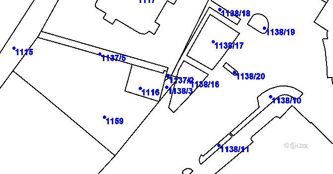 Parcela st. 1138/3 v KÚ Zábrdovice, Katastrální mapa