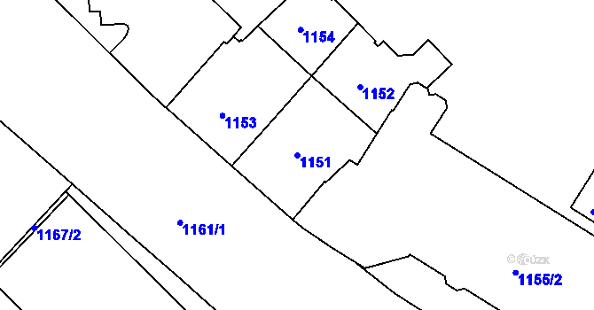 Parcela st. 1151 v KÚ Zábrdovice, Katastrální mapa