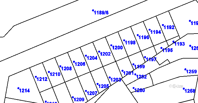 Parcela st. 1202 v KÚ Zábrdovice, Katastrální mapa