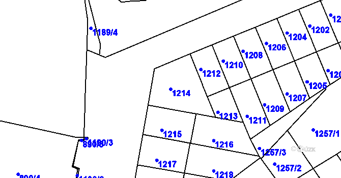 Parcela st. 1214 v KÚ Zábrdovice, Katastrální mapa