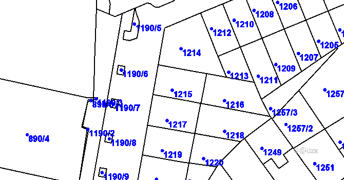 Parcela st. 1215 v KÚ Zábrdovice, Katastrální mapa