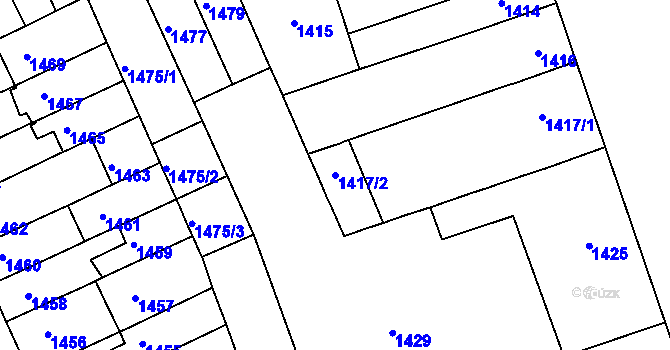 Parcela st. 1417/2 v KÚ Zábrdovice, Katastrální mapa