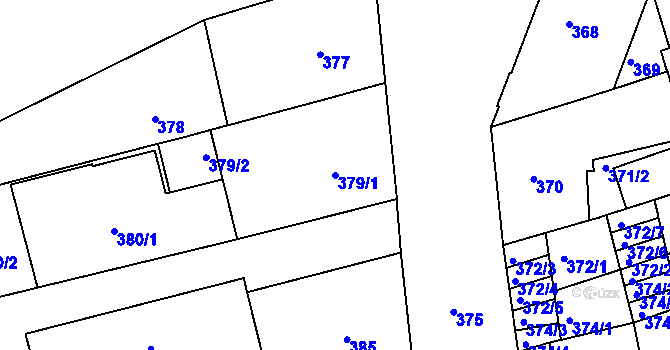 Parcela st. 379/1 v KÚ Zábrdovice, Katastrální mapa